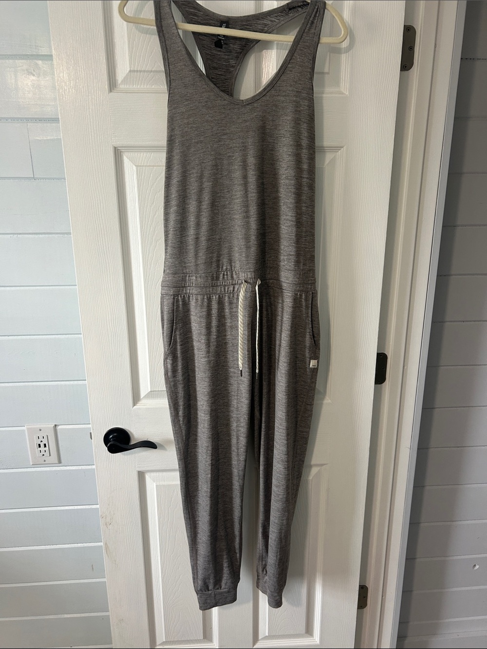 Vuori Gray Sleeveless Drawstring Jumpsuit